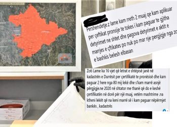 Qytetarët ankohen në fejsbukun e Kadastrës: kemi aplikuar disa herë, por asgjë. Ata që na kanë zaptuar tokat, çuditërisht i kanë hipotekuar
