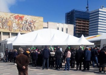 Sheshi ‘Skënderbej’/ Pensionistët presin në turmë të vaksinohen (foto)