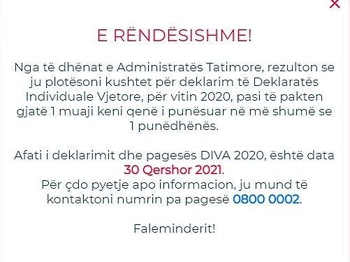 Tatimet mbi të ardhurat personale/ Pas 30 qershorit, penalitete për ata që nuk plotësojnë dhe paguajnë deklaratën vjetore (DIVA)