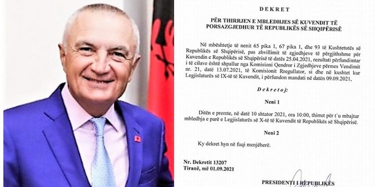 Dekretohet nisja e Parlamentit. Presidenti Meta cakton datën