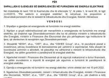 Rama shpall gjendjen e  emergjencës energjitike. KESH, OST DHE OSHEE urdhërohen të pezullojnë planet e investimit