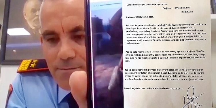 Largohet kreu i Policisë së Shtetit Ardi Veliu. Rama poston letrën e dorëheqjes
