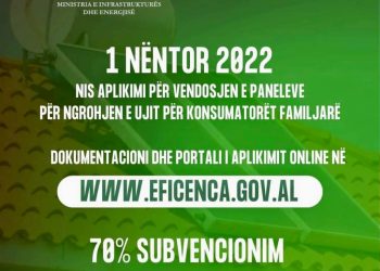 Hapen aplikimet për subvencione mbi panelet diellore. Financime deri në 70%