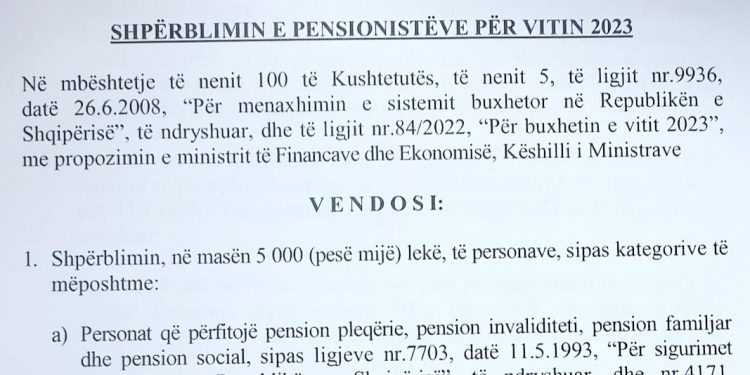 Pensionet/ Nis shpërndarja e taksës së jashtëzakonshme,  Rama: “E meritojnë pensionistët, kanë qenë më të prekurit nga kriza”