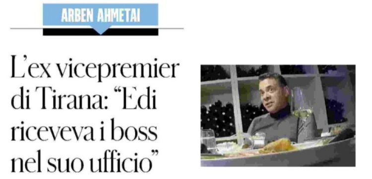 Godet sërish Ahmetaj. Prononcohet për Ramën: “Takon shefat e mafies në Kryeministri, i kam parë”. Intervista sot në Rai 3