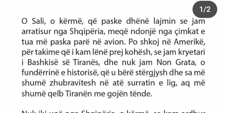 “O Sali o kërmë…”/ Erion Veliaj i përgjigjet Berishës:  “Jam kryetari i Bashkisë…”